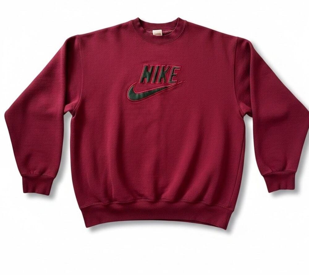 VTG Nike Center swoosh Spellout Sweatshirt grunge Maroon Baggy 90s Grunge 2XL
